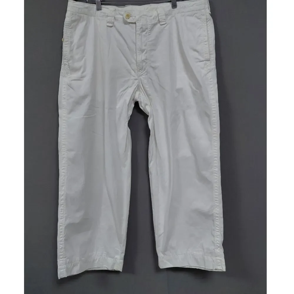 Polo by Ralph Lauren 100% Cotton Pants White Solid Woven Men Size 36 /30